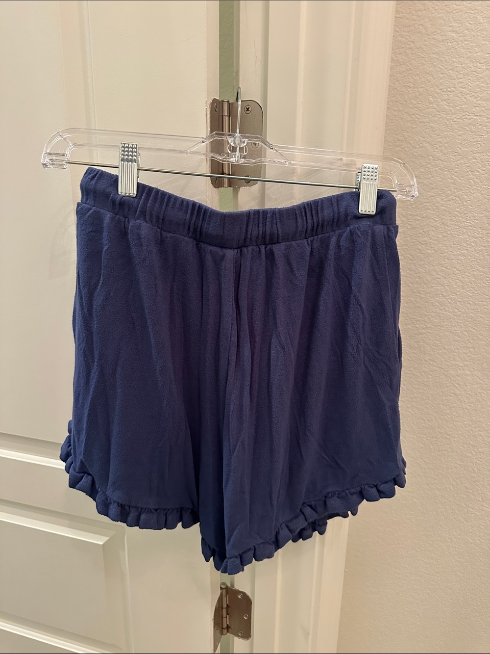 Privacy Please Navy Drawstring Ruffle Hem Lounge Shorts - Picture 3 of 3